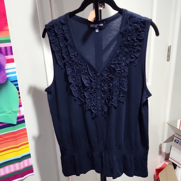 New York & Company Tops - SOLD New York & Company Blue Ruffled Blouse